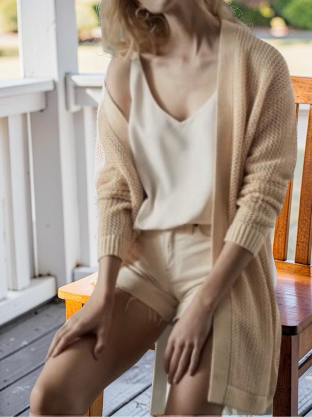 Banana Republic Cream Open-Front Waffle Knit Cardigan - Picture 1 of 8